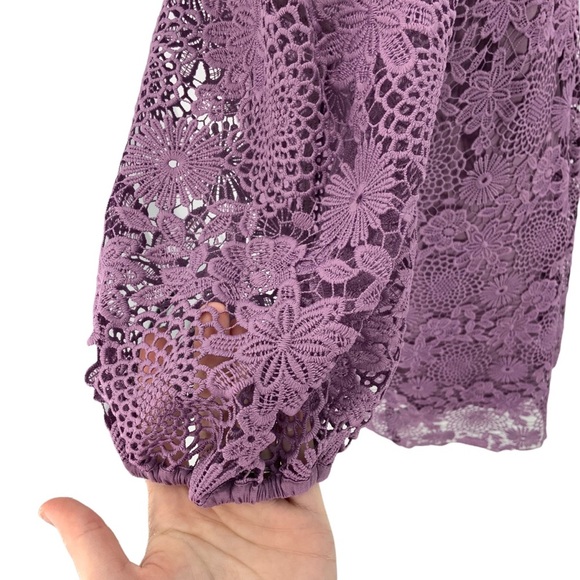 Johnny Was Purple Slip Dress with Lace Overlay B1 - Picture 8 of 14